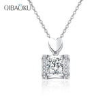 Mosan Diamond Necklace Peach Heart Bag Shape S925 Sterling Silver Jewelry