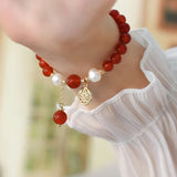 Natural Freshwater Pearl Bracelet 14k Plated Elastic Rope Women Jewelry Gift
