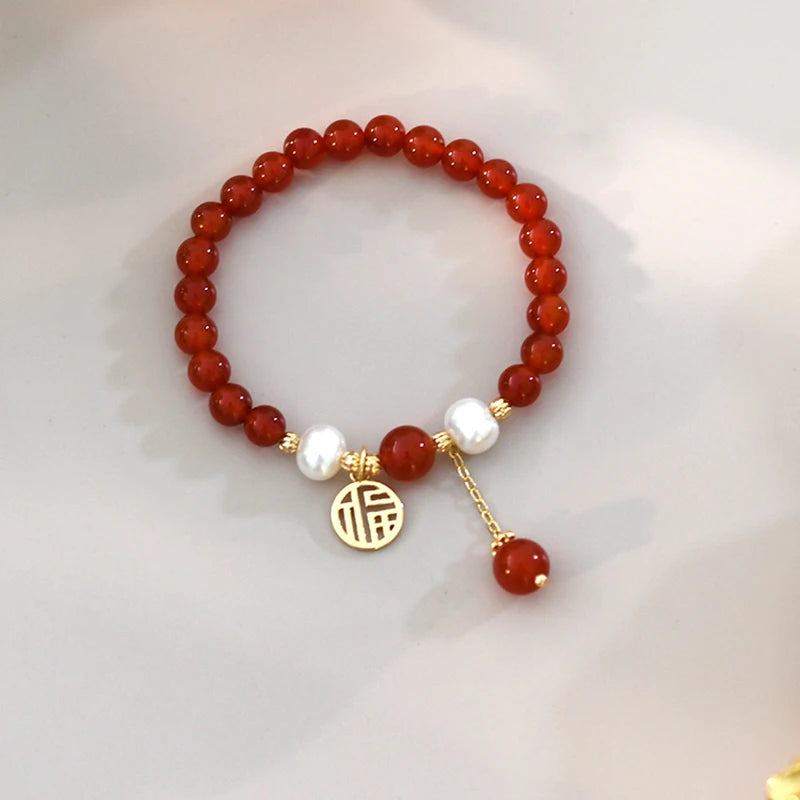 Natural Freshwater Pearl Bracelet 14k Plated Elastic Rope Women Jewelry Gift
