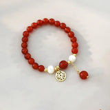 Natural Freshwater Pearl Bracelet 14k Plated Elastic Rope Women Jewelry Gift