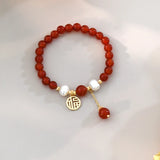 Natural Freshwater Pearl Bracelet 14k Plated Elastic Rope Women Jewelry Gift
