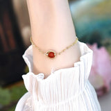 Mosan Sardonyx Bracelet 14K Plated Lucky for Women