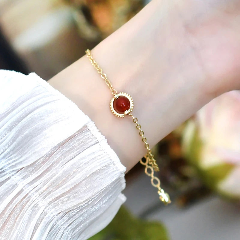 Mosan Sardonyx Bracelet 14K Plated Lucky for Women