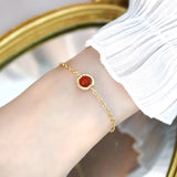 Mosan Sardonyx Bracelet 14K Plated Lucky for Women