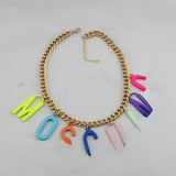 Mosch Letter Necklaces Tassel Necklace Waist Pendant Hellboy Chain Nightclub