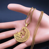 Muslim Pendant Necklace Stainless Steel Crescent Moon Necklace