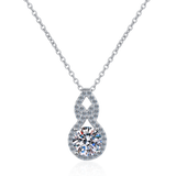 Mossan Stone Diamond Necklace in Sterling Silver