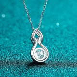 Mossan Stone Diamond Necklace in Sterling Silver
