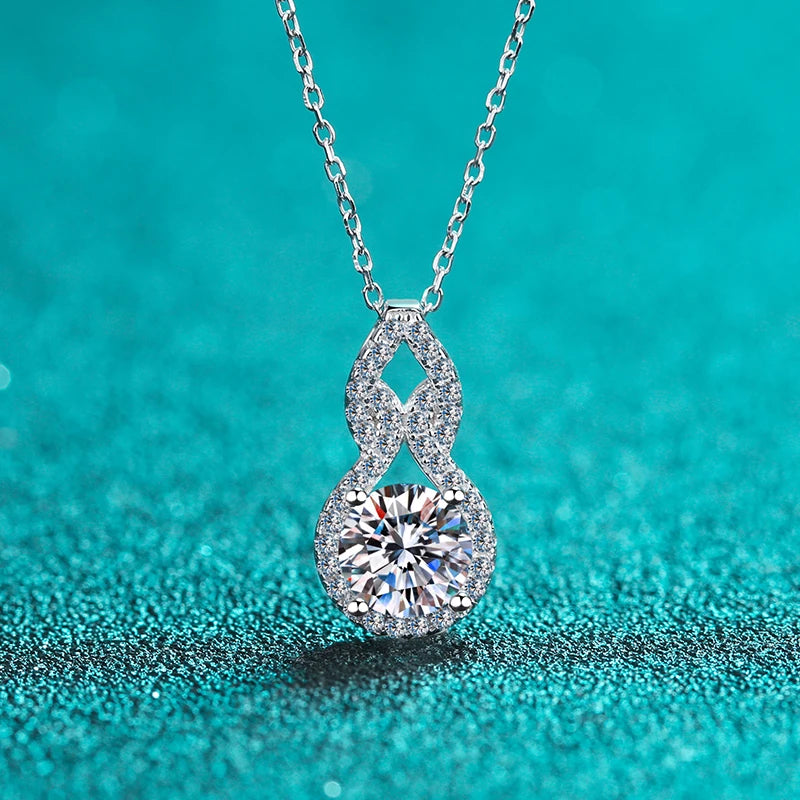 Mossan Stone Diamond Necklace in Sterling Silver