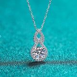 Mossan Stone Diamond Necklace in Sterling Silver