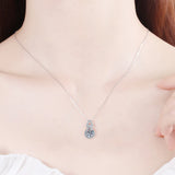 Mossan Stone Diamond Necklace in Sterling Silver