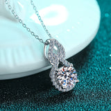 Mossan Stone Diamond Necklace in Sterling Silver
