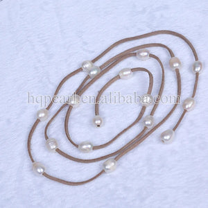 Freshwater Pearl Leather Choker Necklace