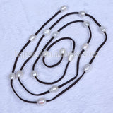 Freshwater Pearl Leather Choker Necklace