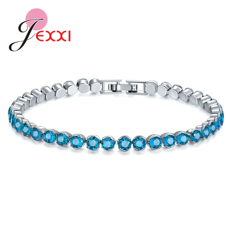 925 Sterling Silver Crystal Rhinestone Bangle Bracelet