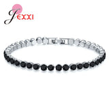 925 Sterling Silver Crystal Rhinestone Bangle Bracelet