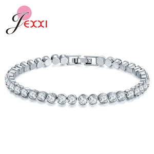 925 Sterling Silver Crystal Rhinestone Bangle Bracelet