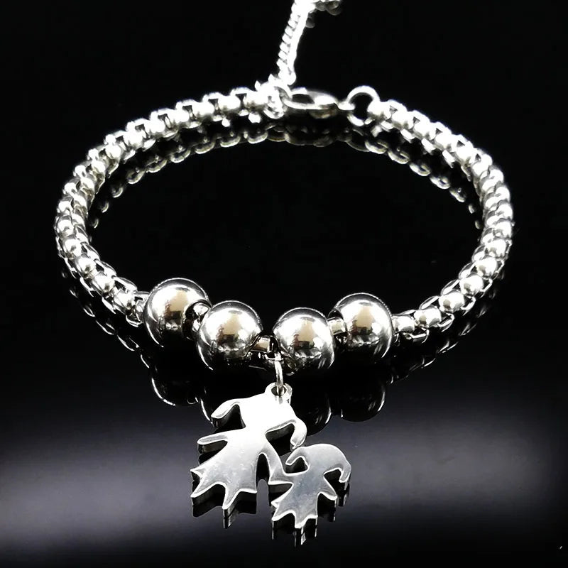 Mother Daughter Stainless Steel Bracelet Jewelry B1944-1S01