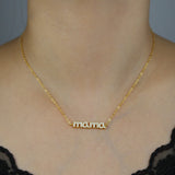 Sterling Silver CZ Mama Necklace - Delicate Pave Charm