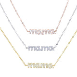 Sterling Silver CZ Mama Necklace - Delicate Pave Charm