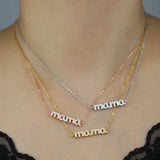 Sterling Silver CZ Mama Necklace - Delicate Pave Charm