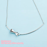 Brilliant Bow Necklace, Clear CZ, 925 Sterling Silver