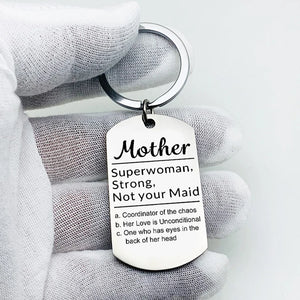 Mother Definition Keychain, Mother's Gift from Daughter, Superwoman, Strong