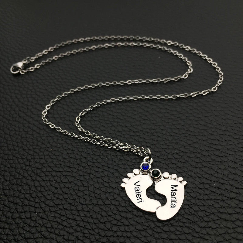 Personalized Mother Jewelry Sterling Silver Necklace with Birthstones