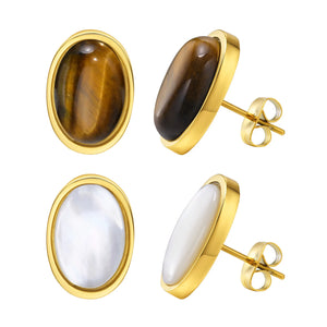 Mother Of Pearl Shell Stud Earring, Geometric Jewelry