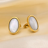 Mother Of Pearl Shell Stud Earring, Geometric Jewelry