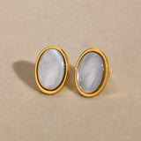 Mother Of Pearl Shell Stud Earring, Geometric Jewelry
