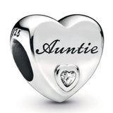 Family Love Heart Charm 925 Silver Beads Bracelet DIY Jewelry