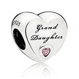 Family Love Heart Charm 925 Silver Beads Bracelet DIY Jewelry