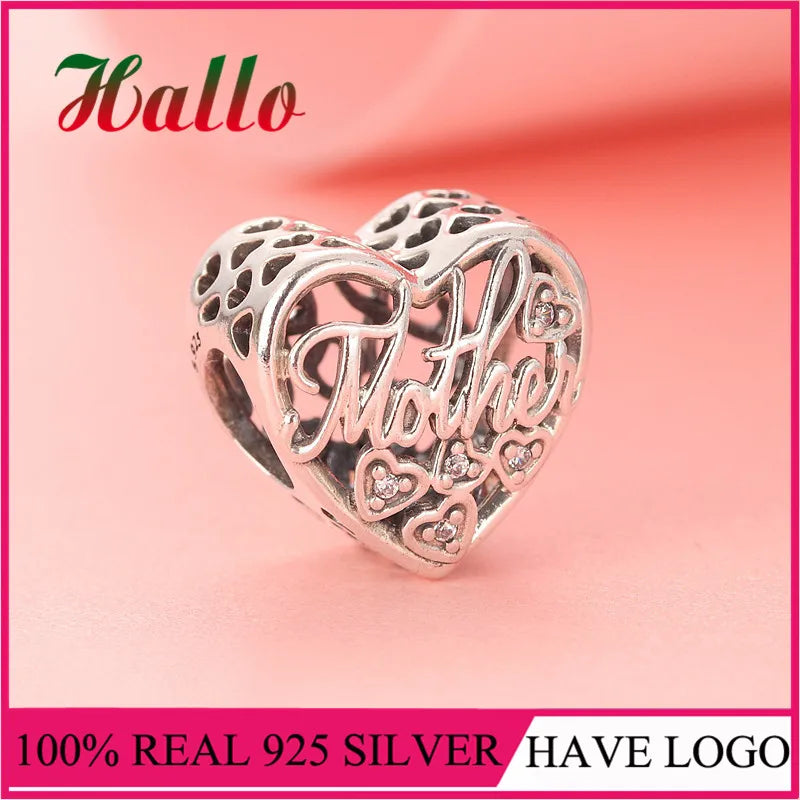 Mother & Son Bond Heart Charm Bead for 925 Sterling Silver Bracelets