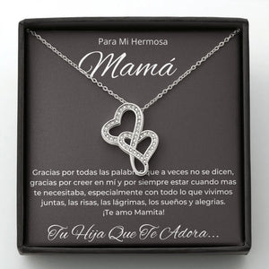 Mother Daughter Double Heart Necklace Sentimental Gift for Mom