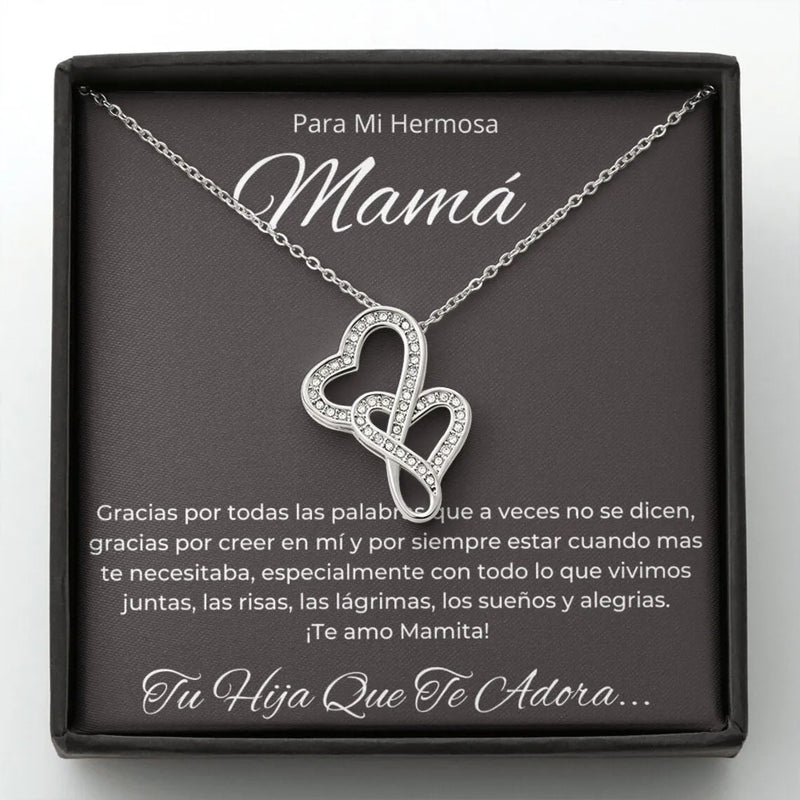 Mother Daughter Double Heart Necklace Sentimental Gift for Mom