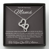 Mother Daughter Double Heart Necklace Sentimental Gift for Mom