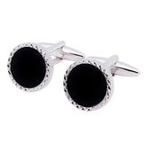 Mother of Pearl Cufflinks Gun Metal Plated Round Cuff links
