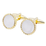 Mother of Pearl Cufflinks Gun Metal Plated Round Cuff links