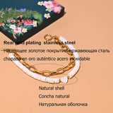 Mother of Pearl Heart Bracelet Stainless Steel Double Layers Charm Wrist