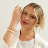 Mother of Pearl Heart Bracelet Stainless Steel Double Layers Charm Wrist