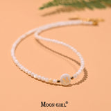 Mother of Pearl Initial Choker Natural Shell Beads Necklace for Women
