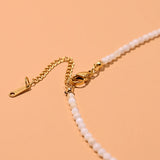 Mother of Pearl Initial Choker Natural Shell Beads Necklace for Women