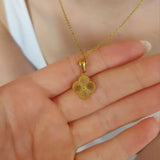 Mother of Pearl Initial Necklace Plated Clover Necklace Stainless Steel Jewelry