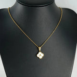 Mother of Pearl Initial Necklace Plated Clover Necklace Stainless Steel Jewelry