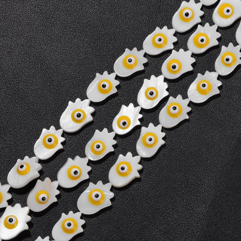Colorful Mother of Pearl Fatima Hand Shell Charms Beads 10x15mm