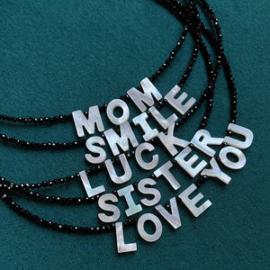 Mother of Pearl Shell Initial Necklace for Women 26 Letter Pendant Name Choker