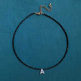 Mother of Pearl Shell Initial Necklace for Women 26 Letter Pendant Name Choker