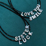 Mother of Pearl Shell Initial Necklace for Women 26 Letter Pendant Name Choker