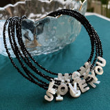 Mother of Pearl Shell Initial Necklace for Women 26 Letter Pendant Name Choker
